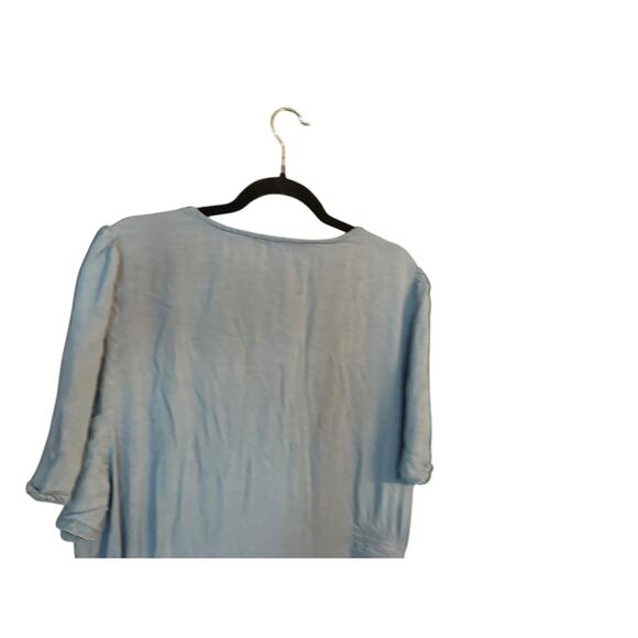 Hayden Dress Button Front Side Smocked Denim 1XL Tencel Layered Prarie Boho - Picture 11 of 12